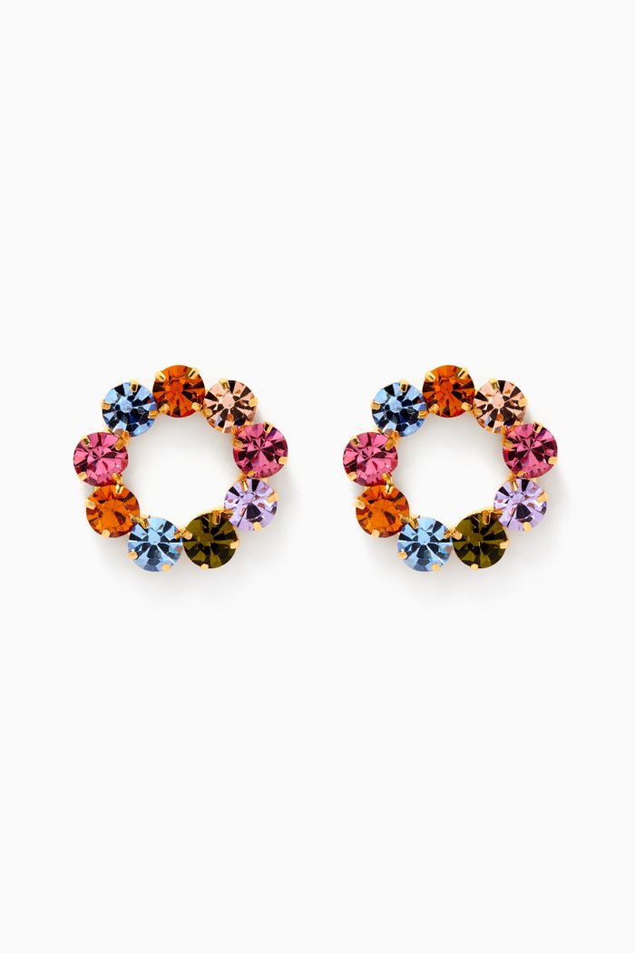 

Les Nuances Crystal Studs in Gold-plated Brass, Multicolour