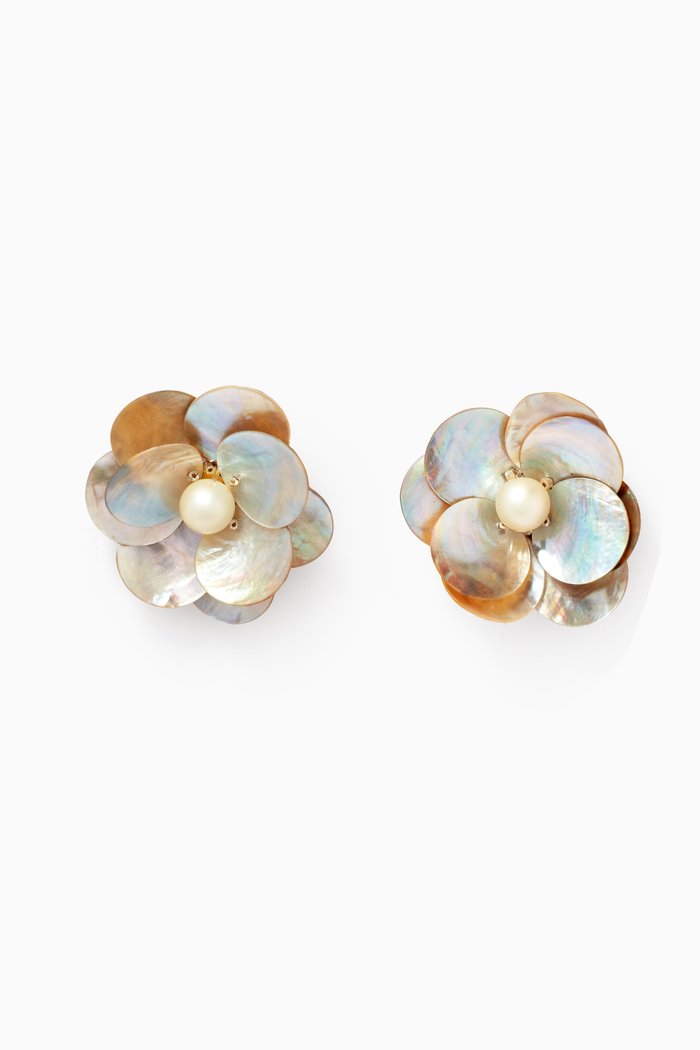 

Celeste Flower Clip-on Earrings in Gold-plated Brass, Silver