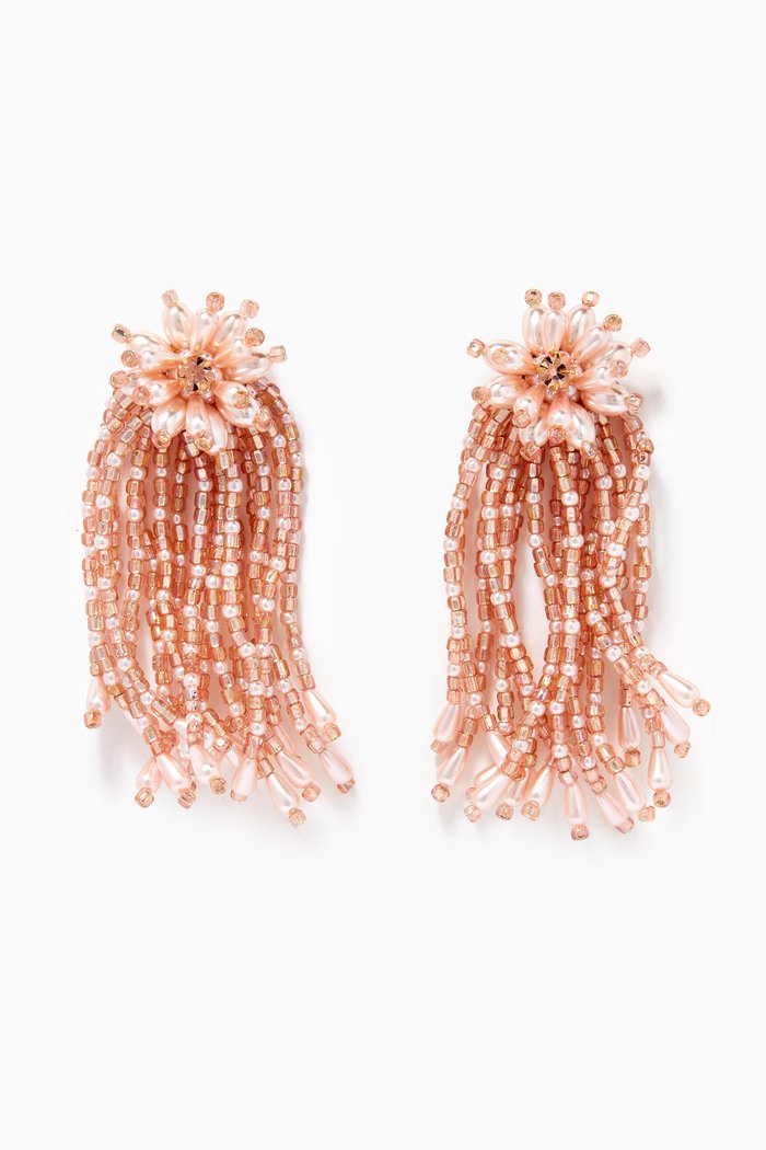 

Bouquet Fleuri Pearl Earrings in Gold-plated Brass, Pink