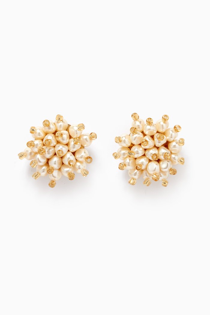 

Sable Nacrés Studs in Gold-plated Brass, White