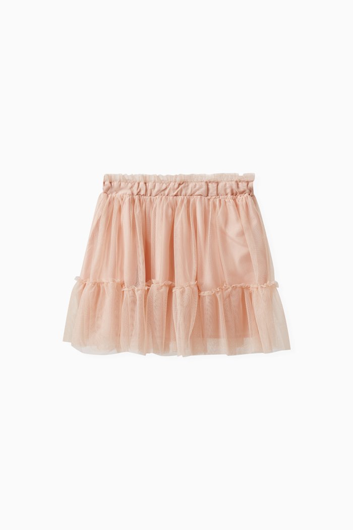 

Ruffle-detail Skirt in Tulle, Neutral
