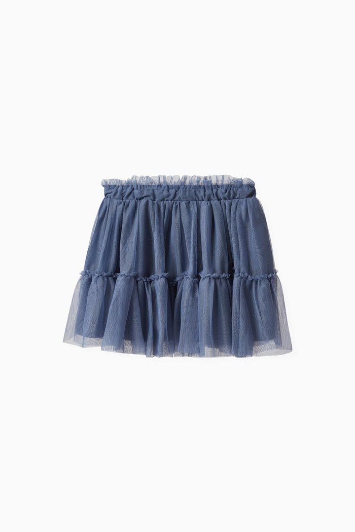 

Ruffle-detail Skirt in Tulle, Blue