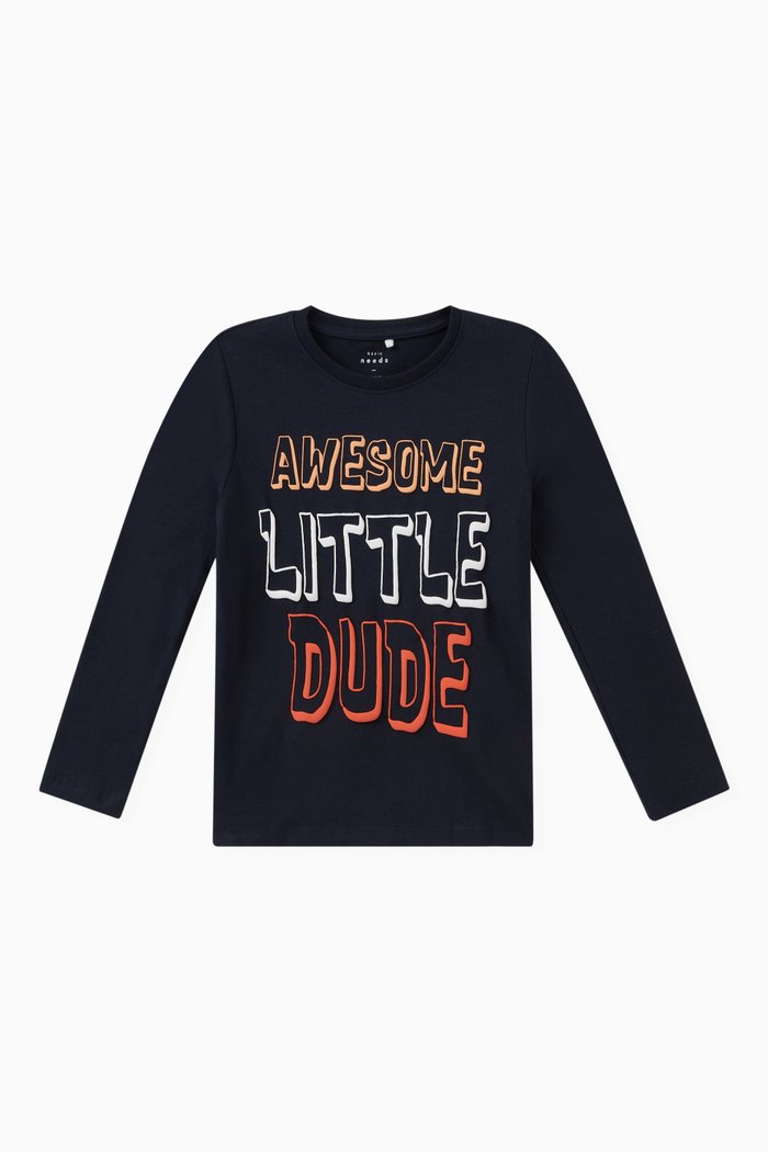 

Graphic Print T-shirt in Cotton, Blue