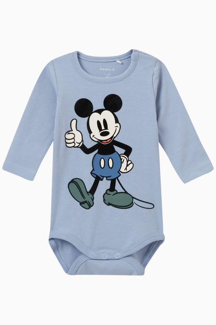 

Mickey Mouse Bodysuit in Cotton, Blue