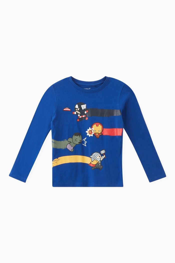 

Marvel Print T-shirt in Cotton, Blue
