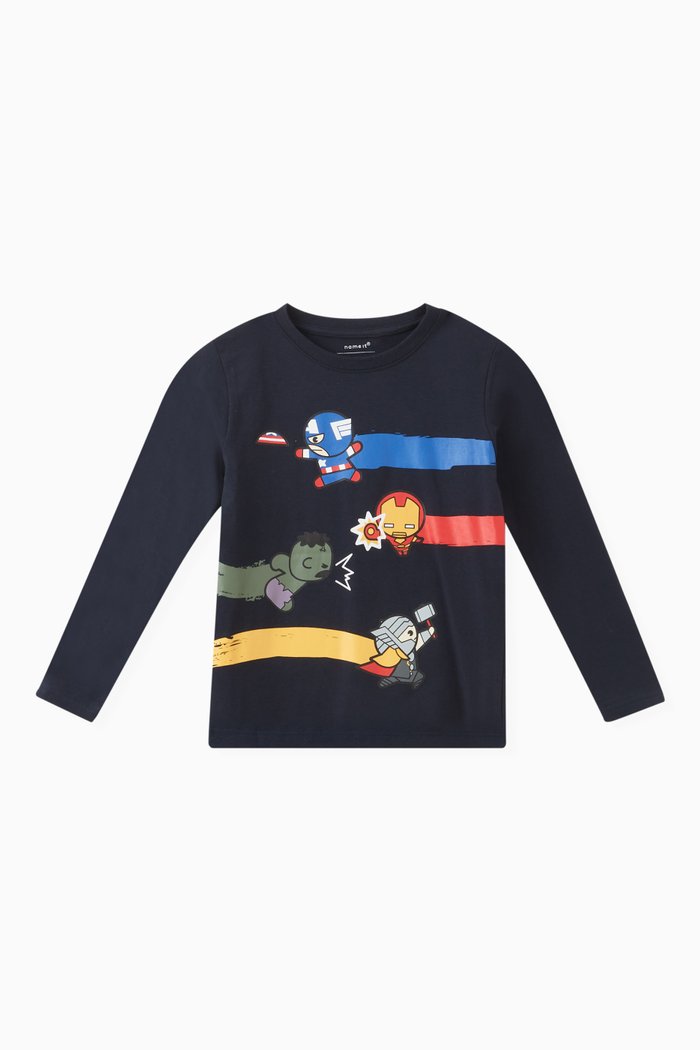 

Marvel Print T-shirt in Cotton, Blue