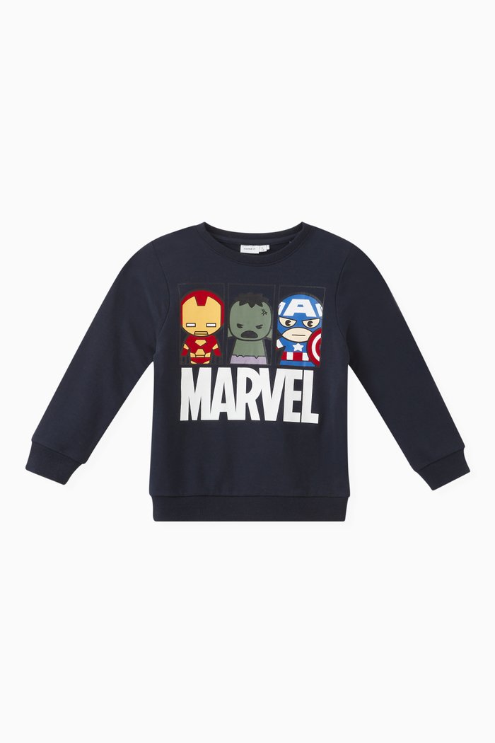

Marvel Print Sweatshirt in Cotton, Blue