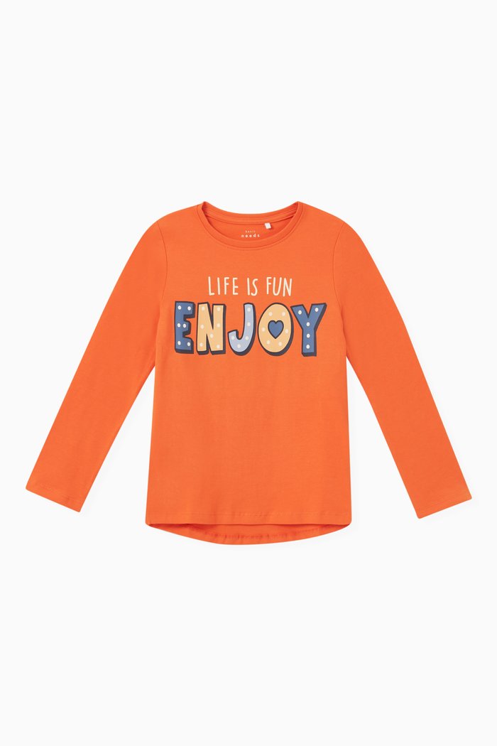 

Graphic Print T-shirt in Cotton, Orange