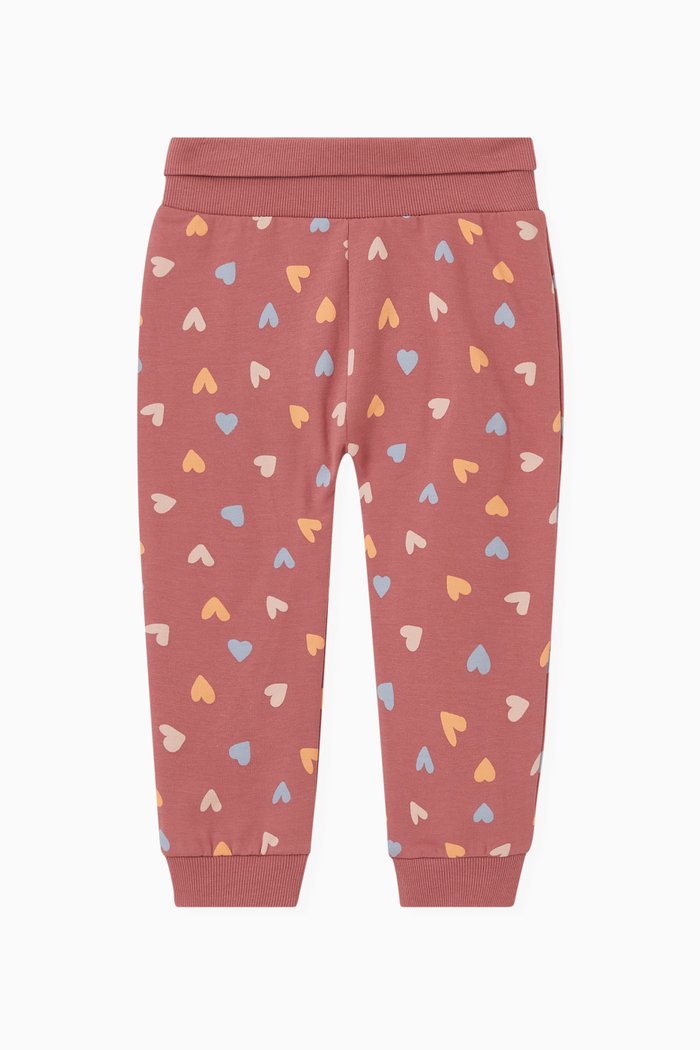 

Heart Print Sweatpants in Organic Cotton, Pink