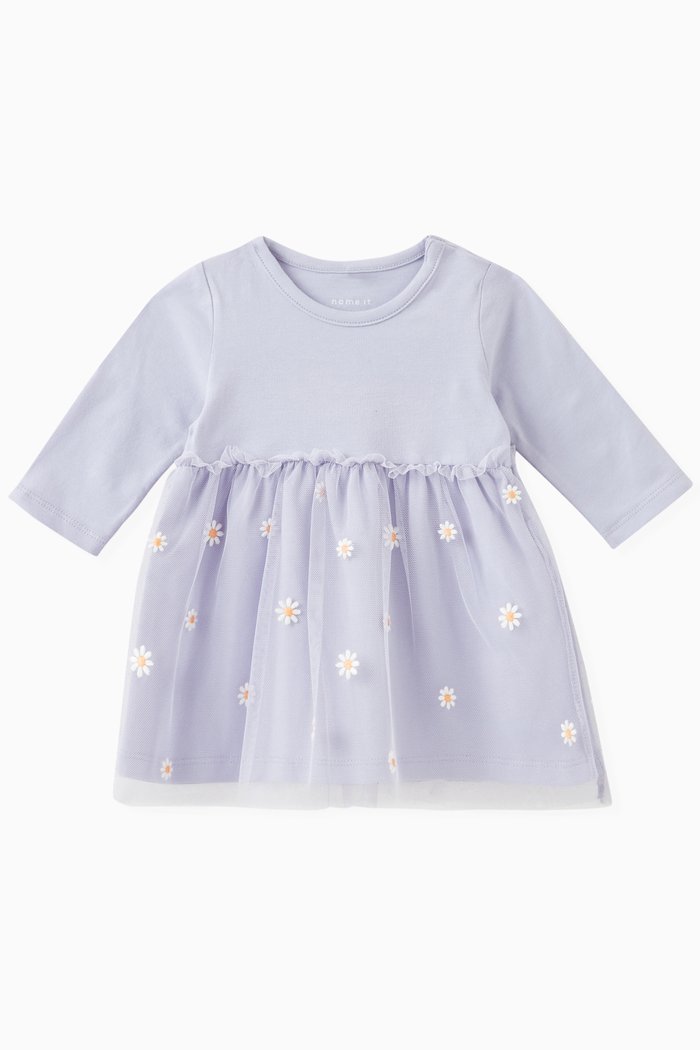 

Floral-detail Dress in Cotton, Purple