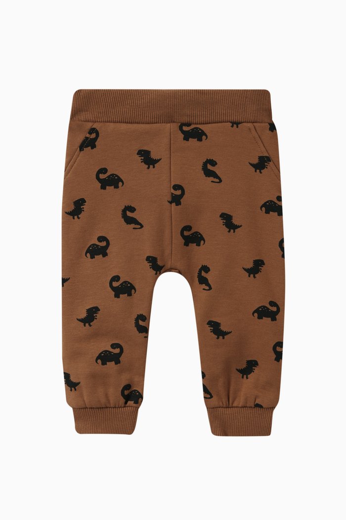

Dinosaur Print Sweatpants in Cotton, Brown