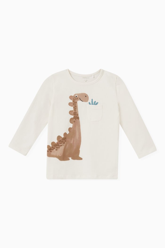 

Dinosaur Print T-shirt in Organic Cotton, White