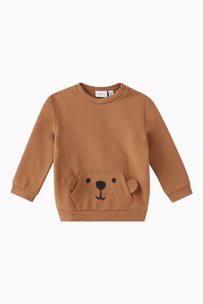 

Teddy Bear Sweatshirt in Organic Cotton, Brown
