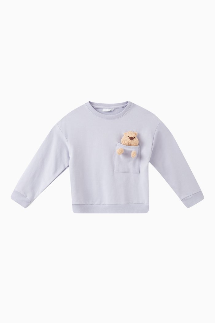 

Graphic Print Sweatshirt in Cotton, Purple
