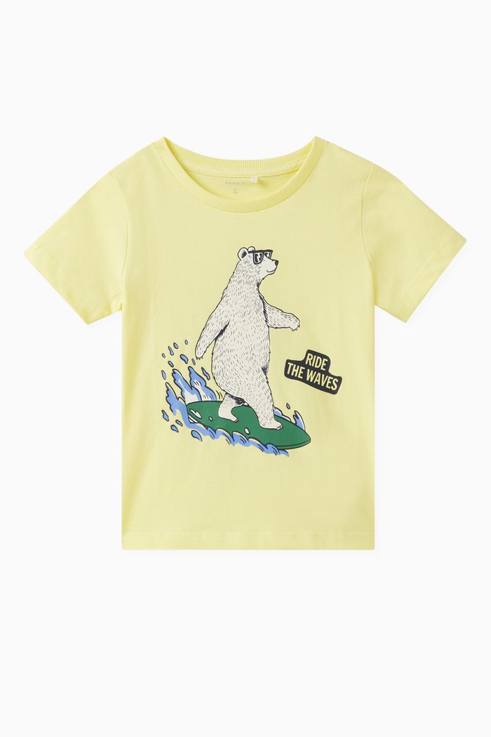 

Printed T-shirt in Cotton, Yellow