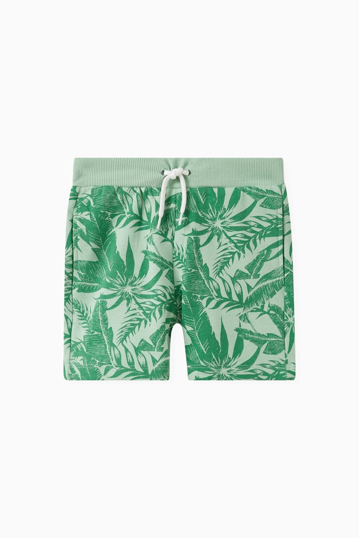 

Jesse Leaf-print Shorts in Cotton, Green