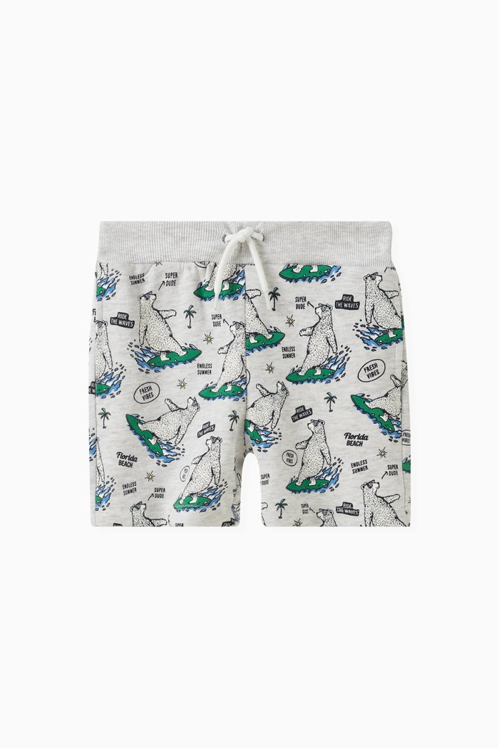 

Jesse Graphic-printed Shorts in Cotton, Grey
