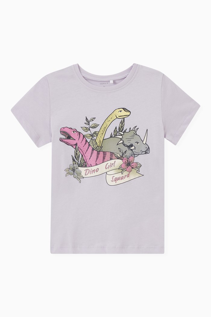 

Graphic Print T-shirt in Cotton, Purple