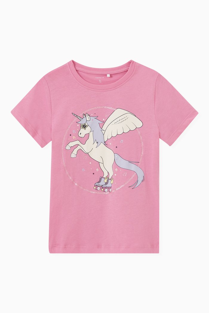 

Graphic Print T-shirt in Cotton, Pink