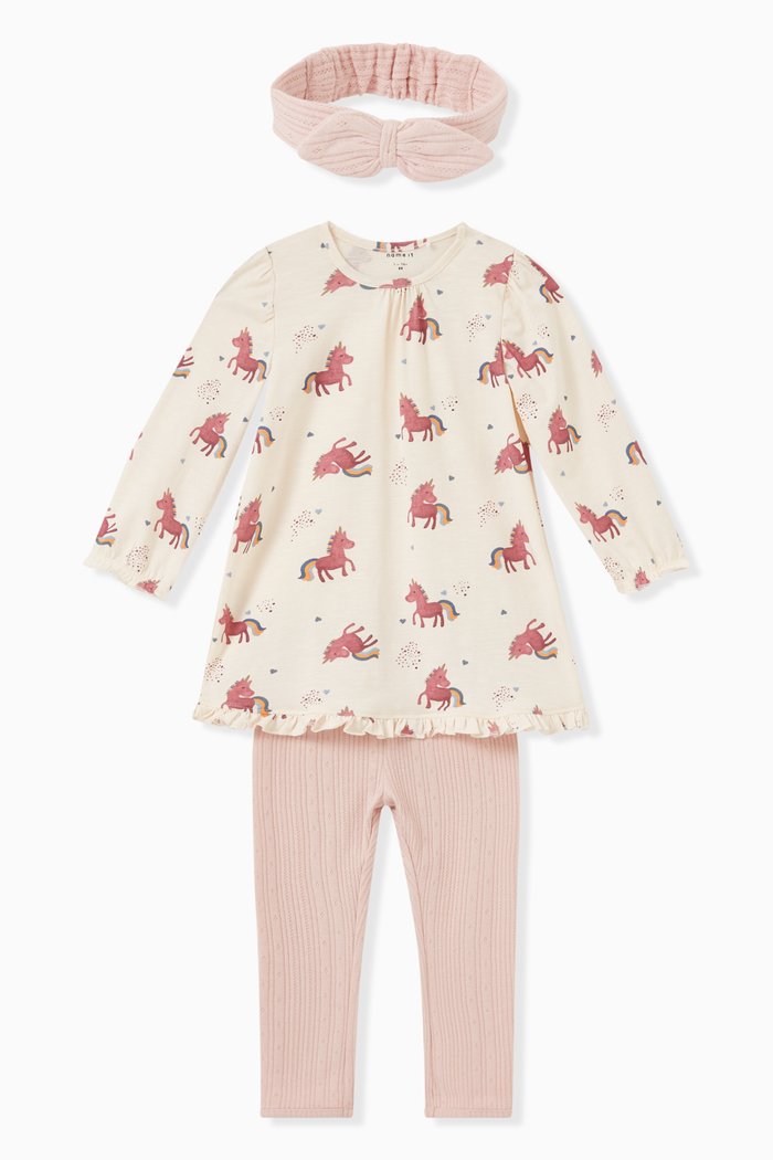 

Fox Print Top, Leggings and Headband, Set of Three, Neutral