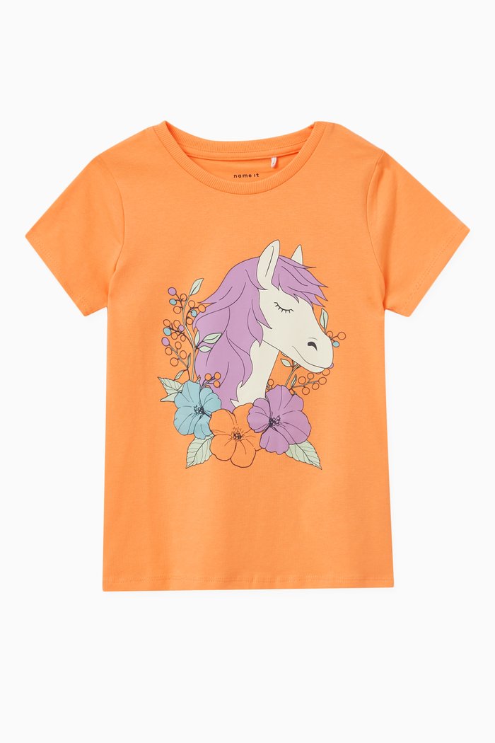 

Graphic T-shirt in Stretch Cotton, Orange