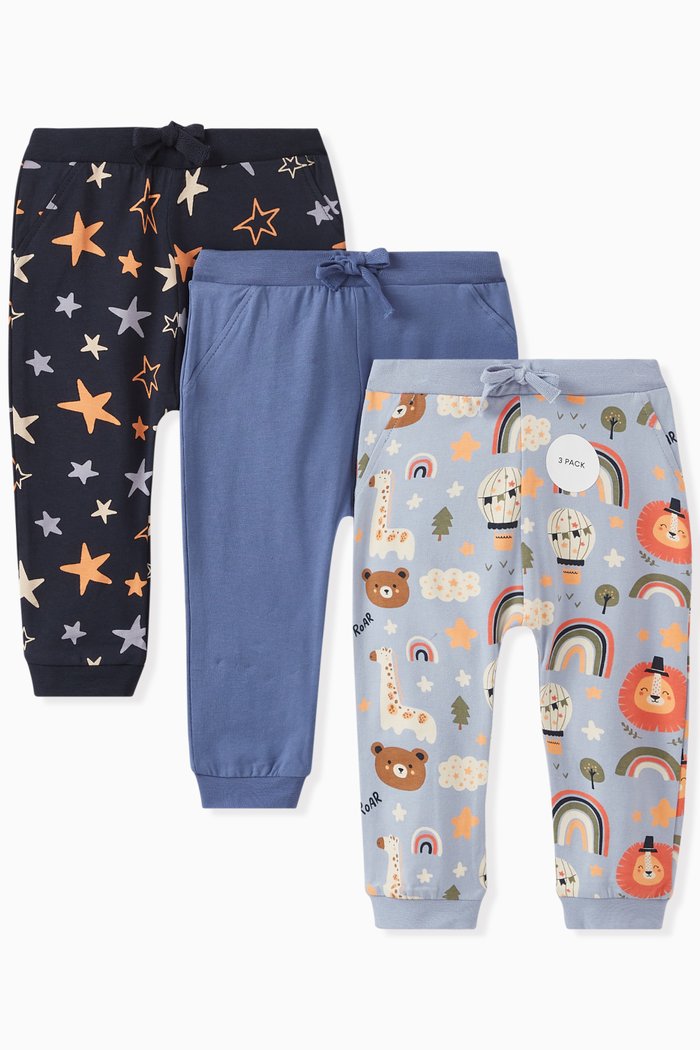 

Sweatpants in Cotton Jersey, Set of 3, Blue