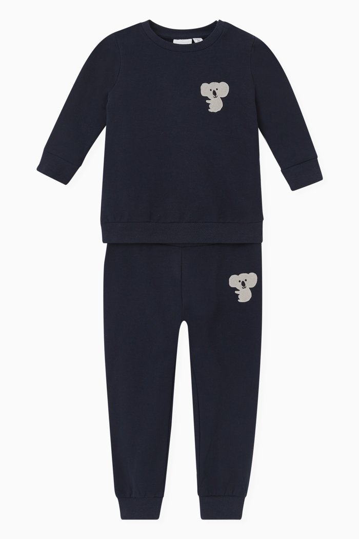 Koala Print Sweatshirt and Sweatpants, Set of Two, Blue
