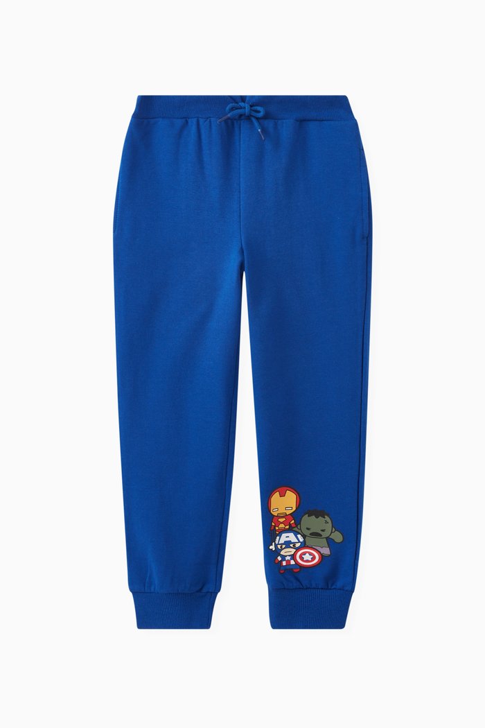 

Marvel Print Sweatpants in Cotton Stretch, Blue