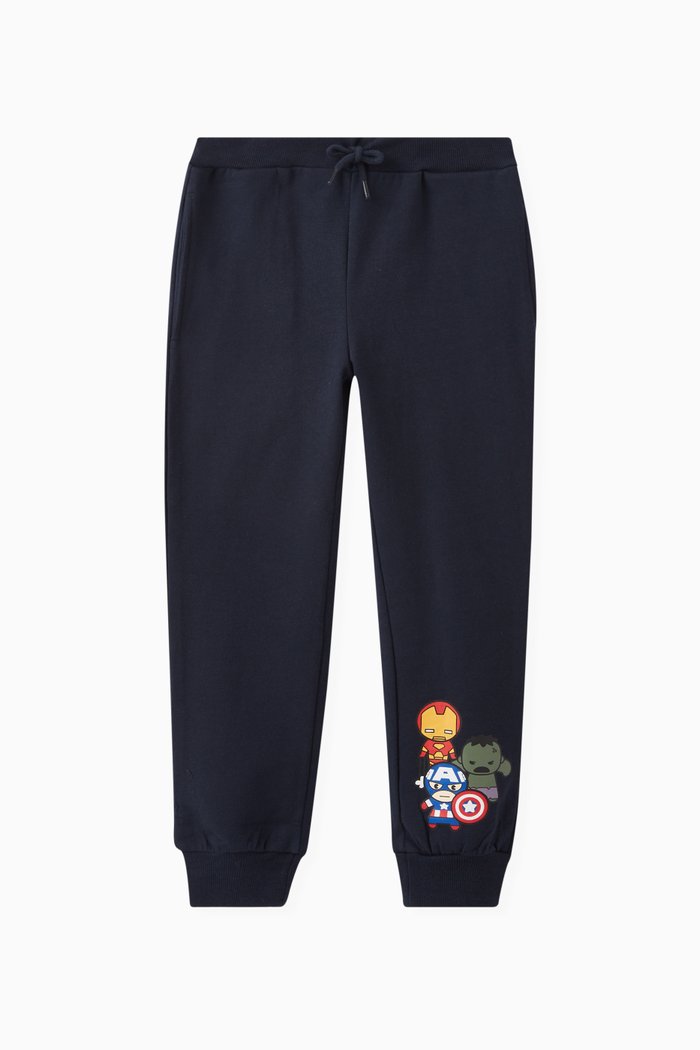 

Marvel Print Sweatpants in Cotton Stretch, Blue