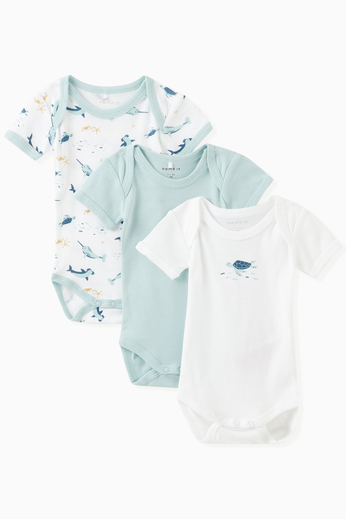 

Undersea Bodysuits, Set of Three, Blue