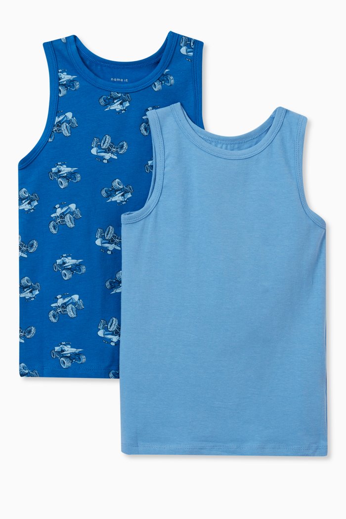 

Adventure Print Tank Top Set in Cotton, Blue