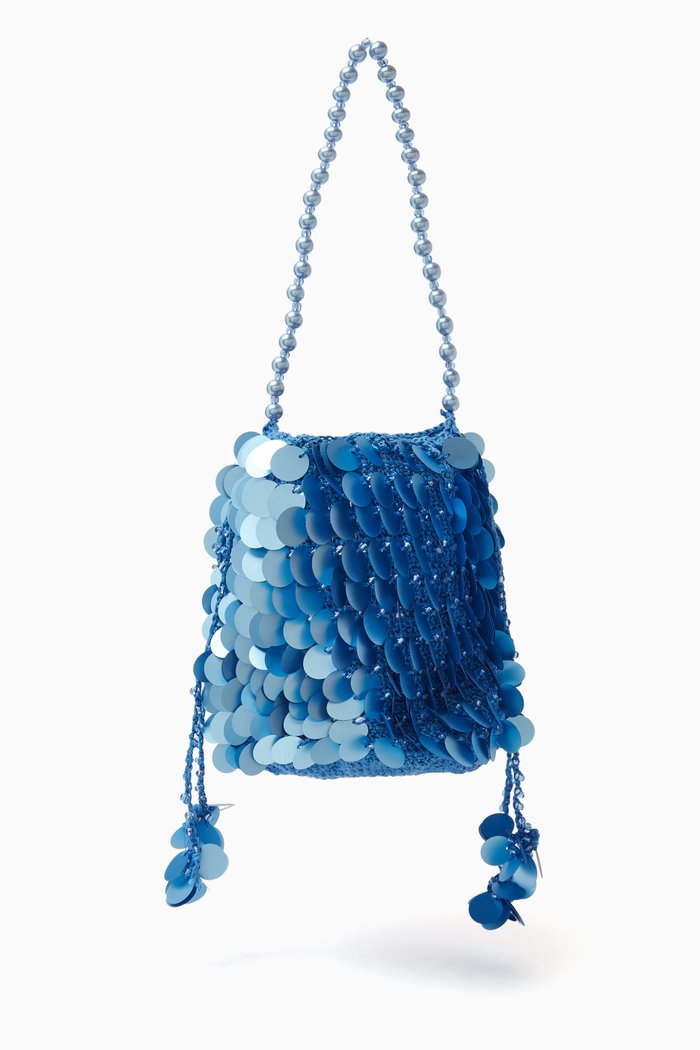 

Nuit Scintillantes Bucket Bag in Sequin Knit, Blue