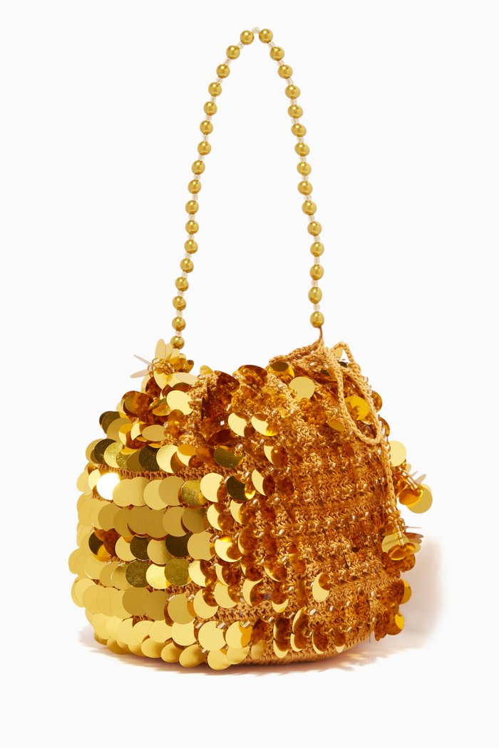 

Nuit Scintillantes Bucket Bag in Sequin Knit, Yellow