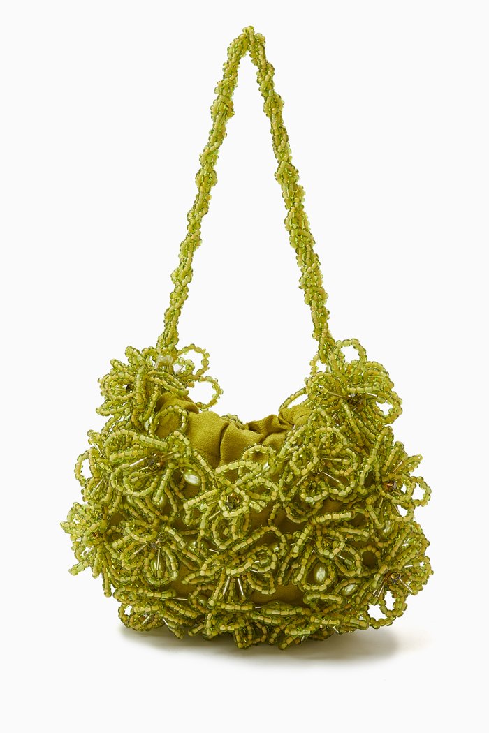 

Bouquet Fleuri Bag in Acrylic Beads, Green