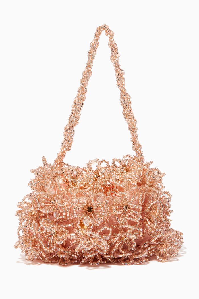 

Bouquet Fleuri Bag in Acrylic Beads, Pink
