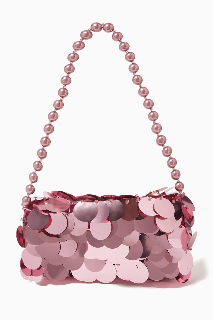 

Nuit Scintillante Baguette Bag in Metallic Sequin, Pink