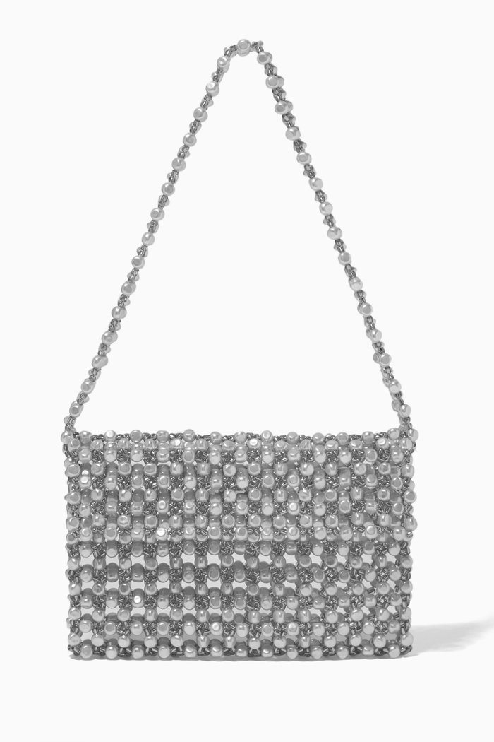 

Sable Nacré Baguette Bag in Acrylic Beads, Silver