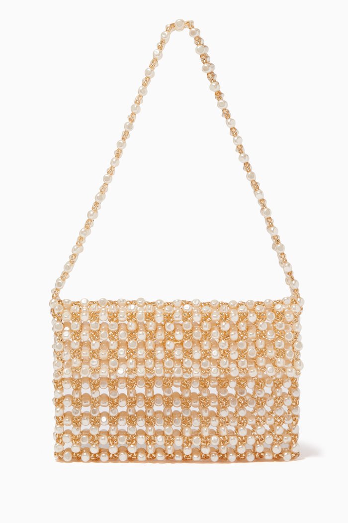 

Sable Nacré Baguette Bag in Acrylic Beads, White