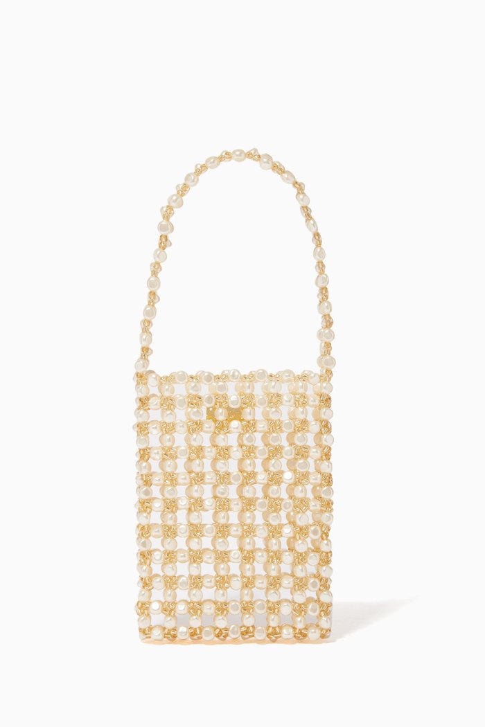 

Sable Nacré Handbag in Acrylic Beads, White