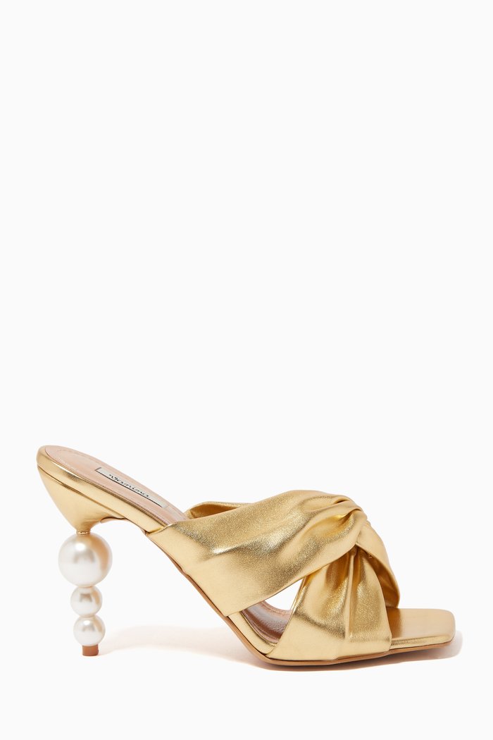 Camelia 100 Mules in Metallic Faux Leather, Gold