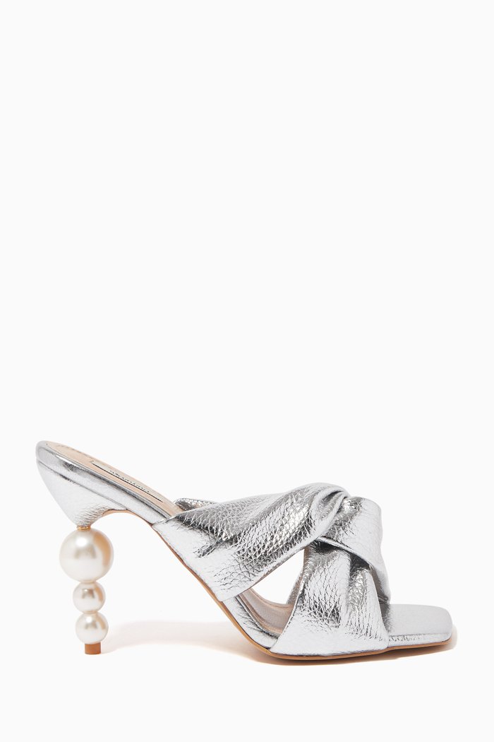 

Camelia 100 Mules in Metallic Faux Leather, Silver