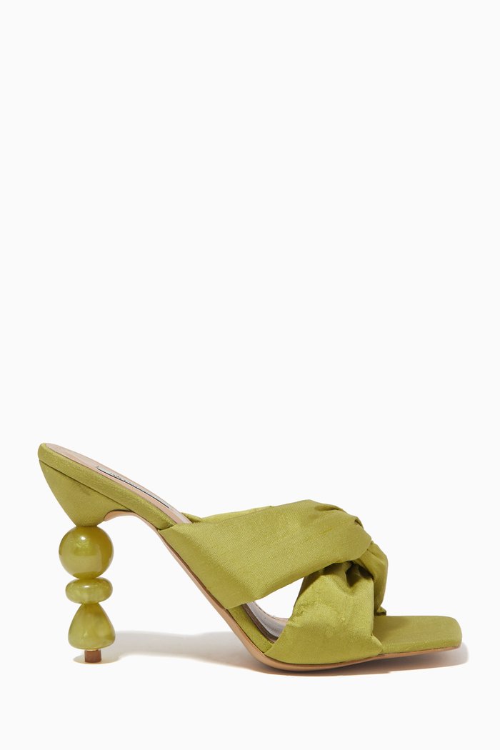 

Camelia 100 Mules in Satin, Green