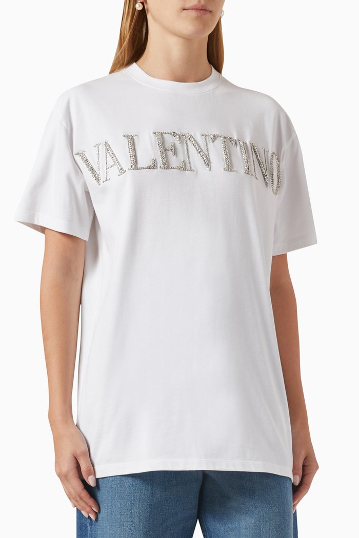 

Valentino Logo T-shirt in Cotton Jersey, White