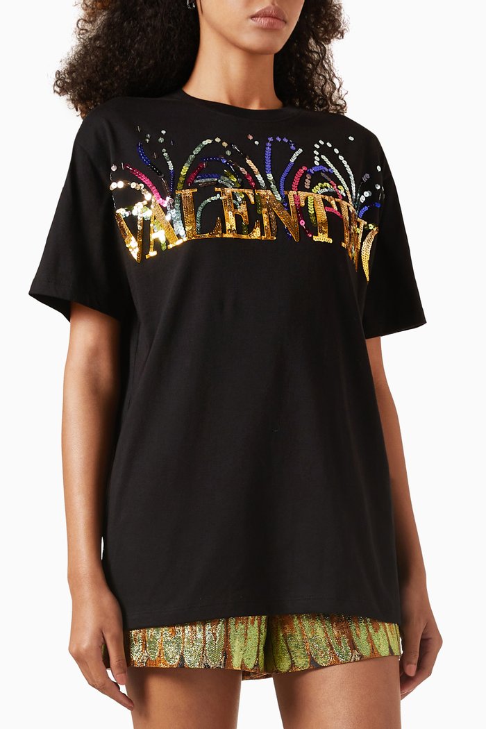 

Valentino Logo T-shirt in Cotton Jersey, Black