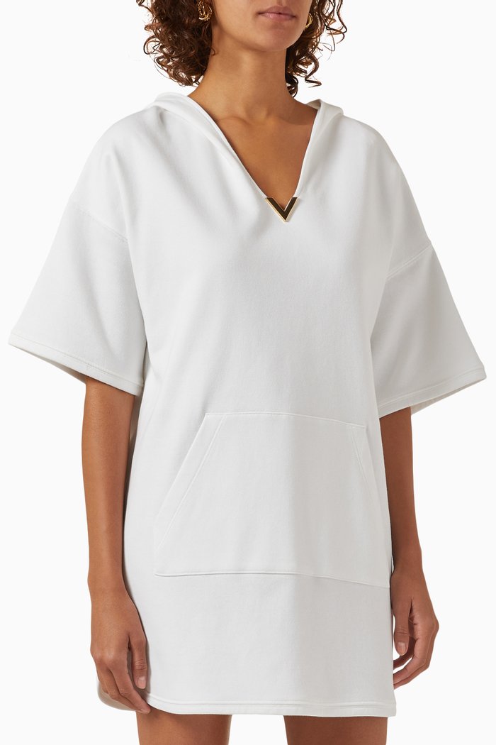 Valentino Hooded Mini Dress in Jersey, White