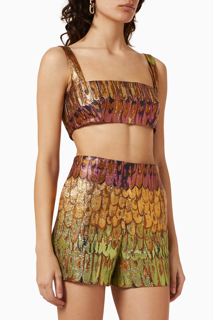 

Valentino Golden Wings Crop Top in Brocade, Gold