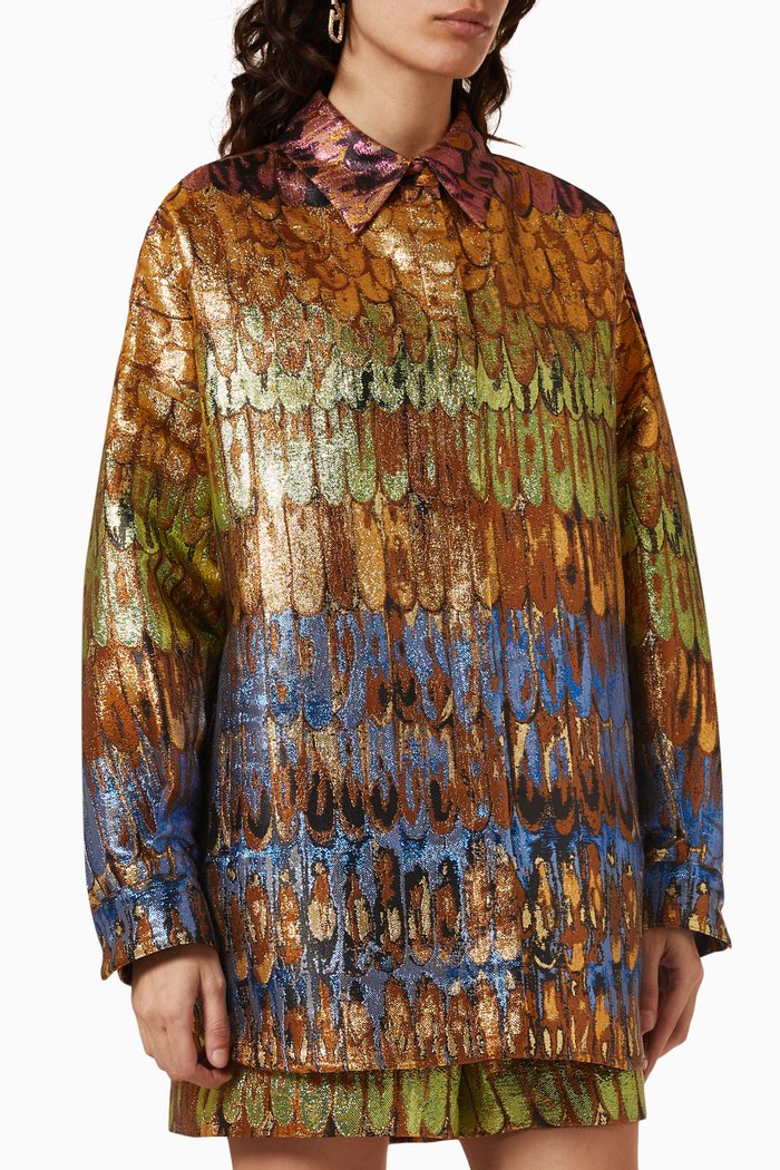 

Valentino Golden Wings Shirt in Brocade, Gold