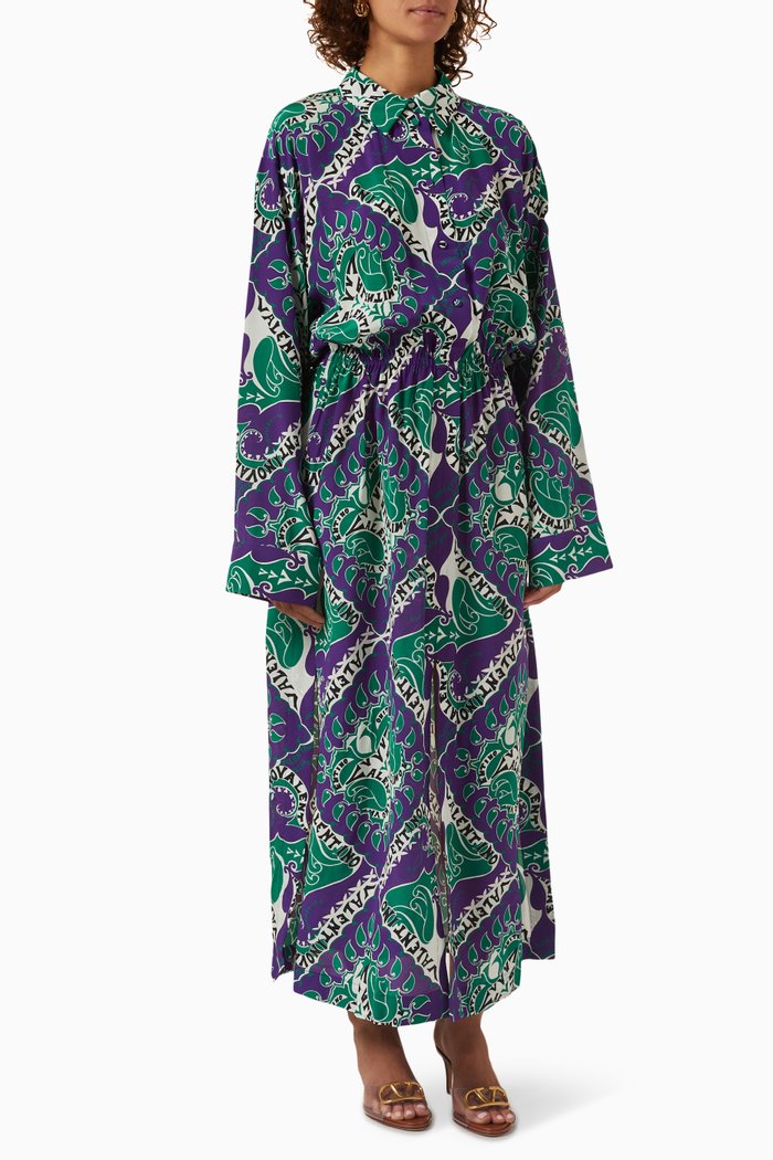 

Printed Maxi Dress in Silk, Multicolour