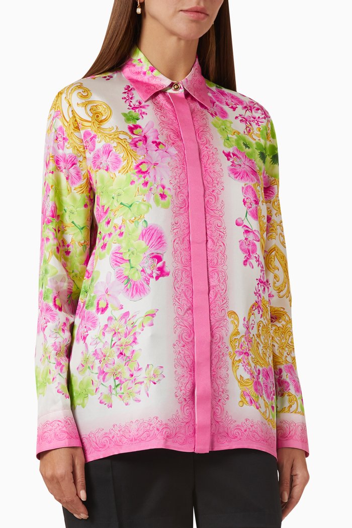 

Medusa Orchid Shirt in Silk Twill, Multicolour