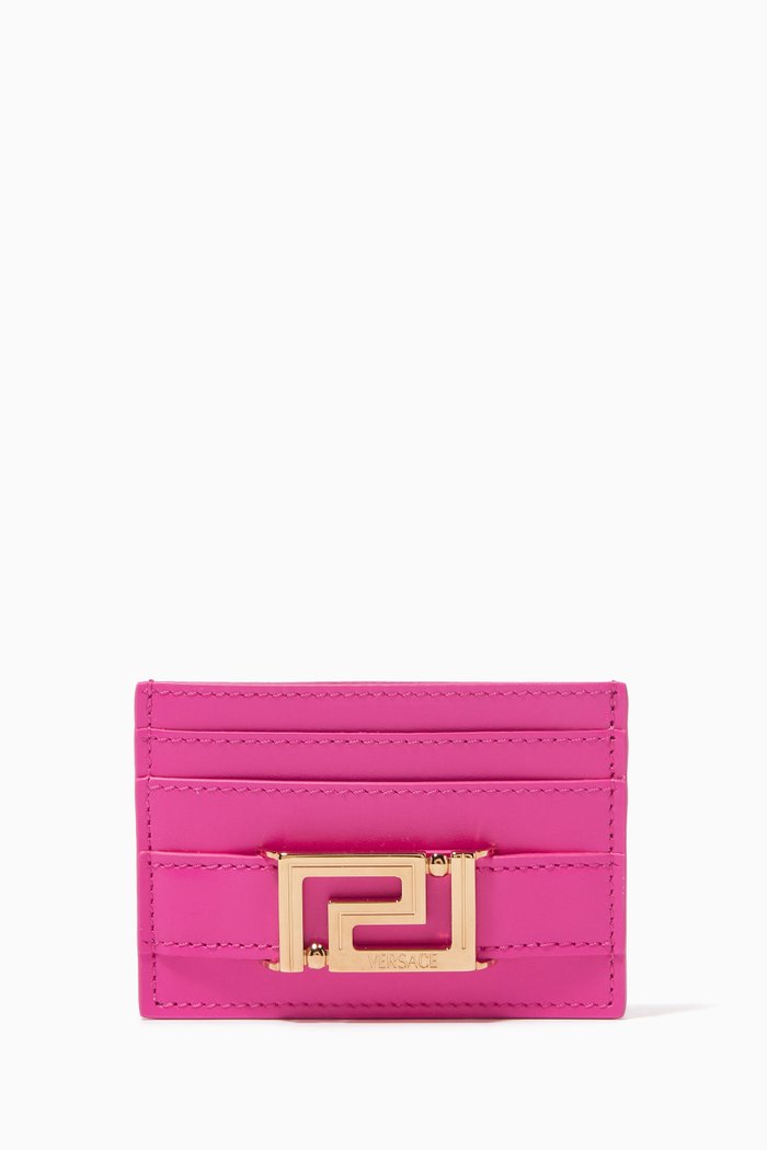 

Greca Goddess Cardholder in Leather, Pink